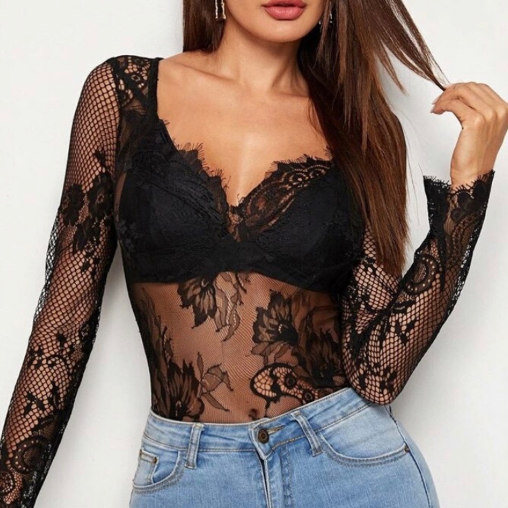 Lacy mesh crop top